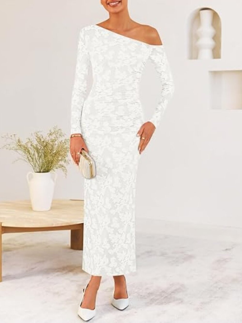 Women's Fall Floral Off Shoulder Wedding Guest Dresses